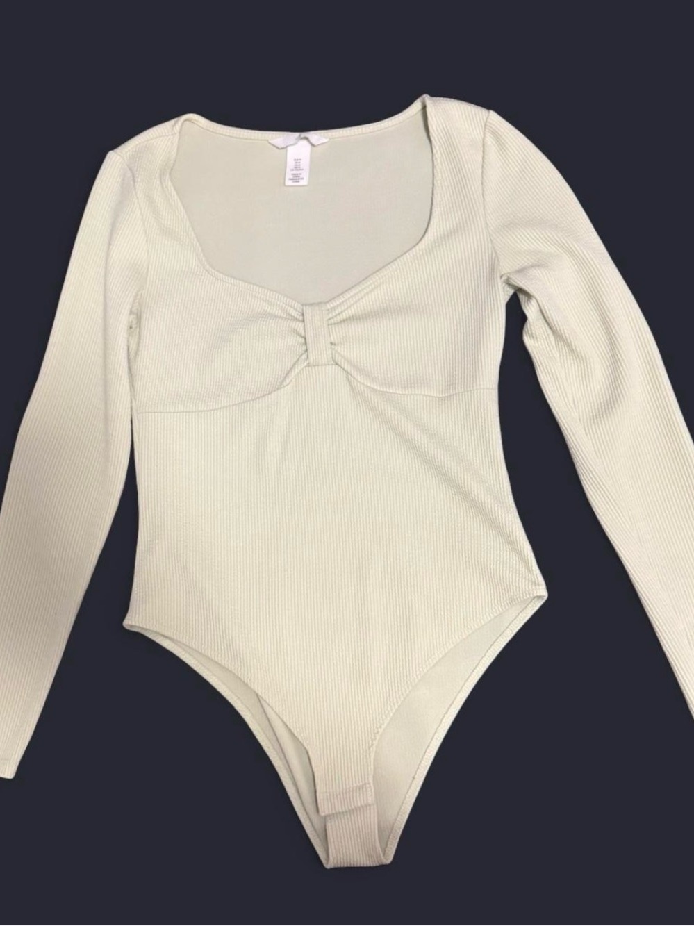 H&M Long Sleeve Ribbed One-Piece Bodysuit in Mint Green